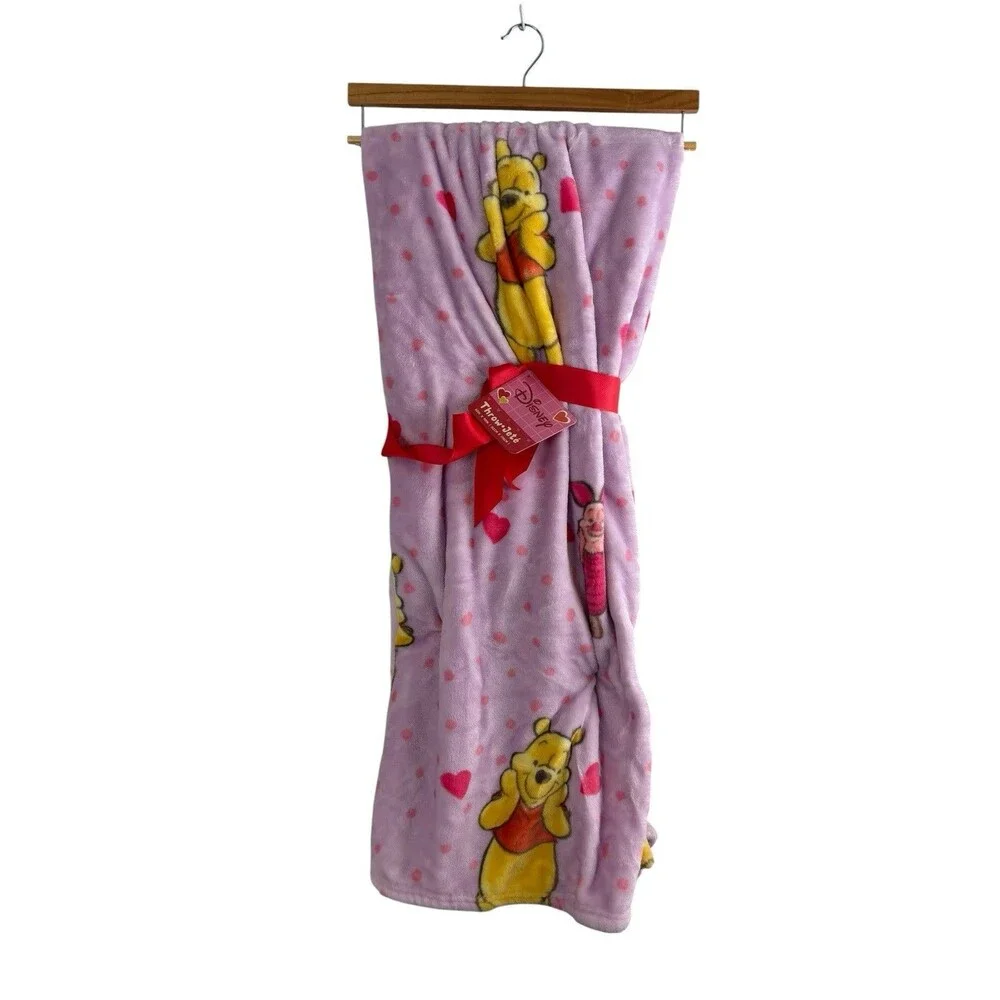 Winnie The Pooh & Friends Purple With Hearts Valentine’s Day 50x70” Throw NEW